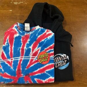 Santa Cruz Liquid Blue Tie-Dye Shirt & Hoodie Set - Red, Blue, Black